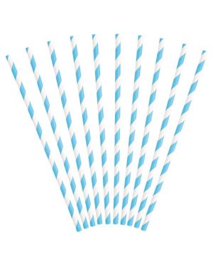 Baby Blue Stripe Paper Straws (10pk)