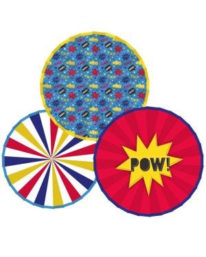 Super Hero Party Paper Fan Decorations (3pk)