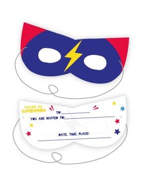 Super Hero Party Mask Invitations (8pk)