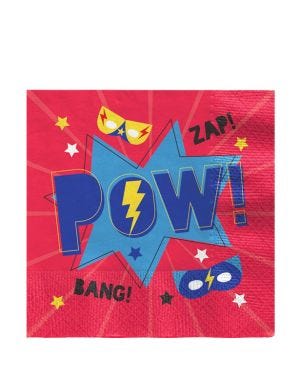 Super Hero Party Paper Napkins - 33cm (16pk)