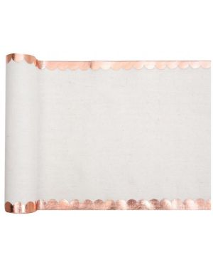 Scalloped Rose Gold Linen Table Runner - 3m