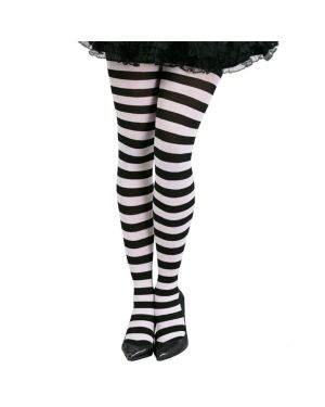 Black &amp; White Striped Tights - Adult One Size