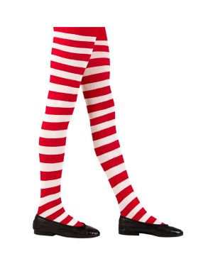 White &amp; Red Striped Tights - 1-3 Years