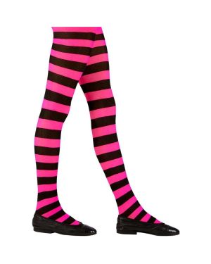 Black &amp; Pink Striped Tights - Child