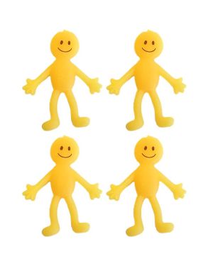 Yellow Stretchy Smiley Man - 6cm (4pk)