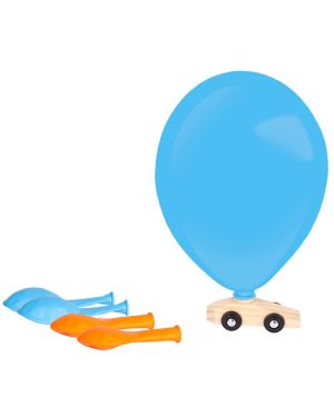 Balloon Air Drive Car - 11&quot; Latex Balloons with Wooden Car (5pk)