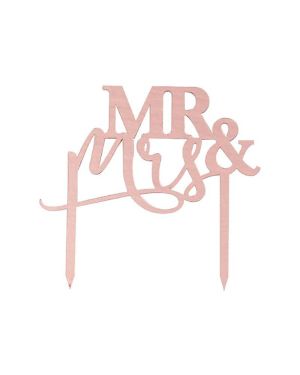 A Touch Of Pampas Rose Gold Acrylic Mr and Mrs Cake Topper - 16cm