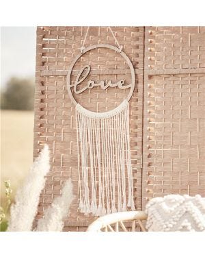 Wooden Love Macrame Wall Hanging Hoop
