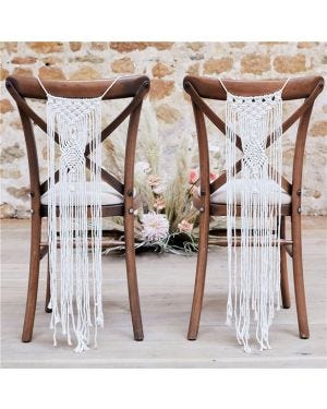 A Touch Of Pampas White Macrame Chair Decorations (2pk)