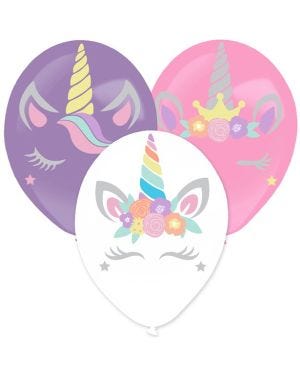 Unicorn Balloons with Stickers set - 14&quot; Latex (3pk)