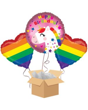 Unicorn Rainbow Birthday Balloon Bouquet - Delivered Inflated