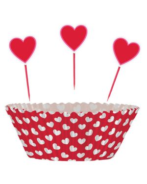 Heart Cupcake Cases &amp; Picks (24pk)