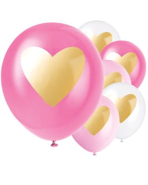 Gold Heart Latex Balloons - 12&quot; (6pk)