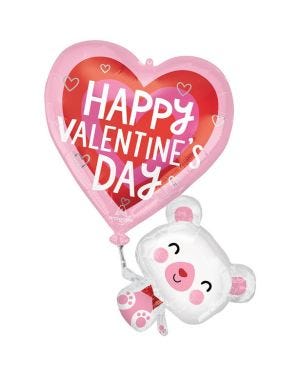 Floating Valentine&#039;s Bear Balloon - 31&quot; Foil
