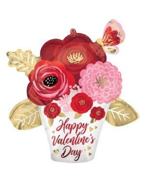Flower Bouquet Valentine&#039;s Day Balloon - 26&quot; Foil