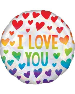 Rainbow Hearts &#039;I Love You&#039; Foil Balloon - 18&quot;