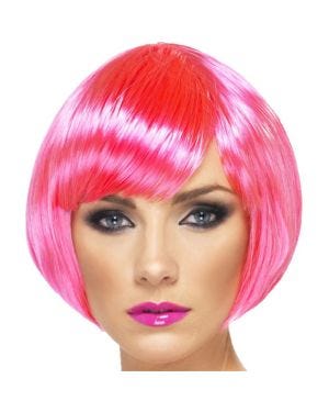 Neon Pink Babe Bob Wig