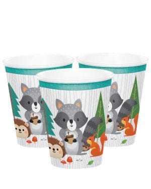Woodland Animals Paper Cups - 256ml (8pk)