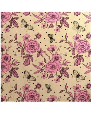 Pink Roses Sheet of Eco Gift Wrap - 50cm x 70cm