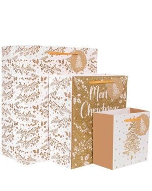 Gold Glitter Gift Bag Set (3pk)