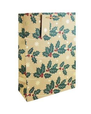 Kraft Holly Exta Large Gift Bag - 45.5cm x 33cm