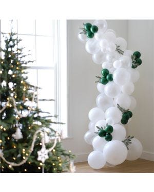 Festive Frosted Foliage Balloon Arch