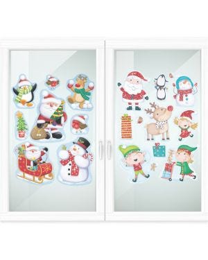 Santa &amp; Friends Glitter Window Stickers - 43cm