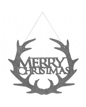 Silver Merry Christmas Hanging Sign - 30cm