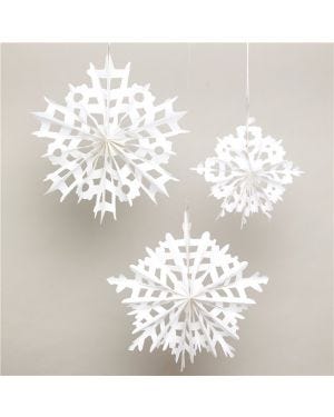 Paper Snowflake Hanging Fans - 30-40cm (3pk)