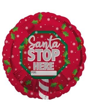 Personalised Santa Stop Here Balloon - 18&quot; Foil