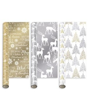 Mixed Metallic Christmas Gift Wrap - 4m