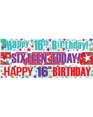 Happy 16th Birthday Paper Banners - 1m (3pk)