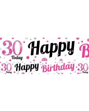 30th Birthday Pink Celebration Paper Banners -1m (3pk)