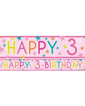 Girls 3rd Birthday Paper Banners - 1m (3pk)