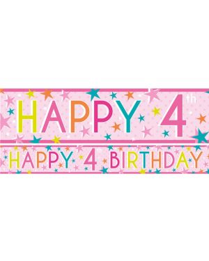 Girls 4th Birthday Paper Banners - 1m (3pk)