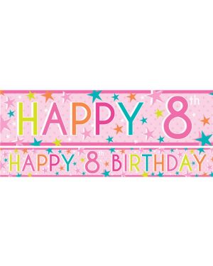 Girls 8th Birthday Paper Banners - 1m (3pk)