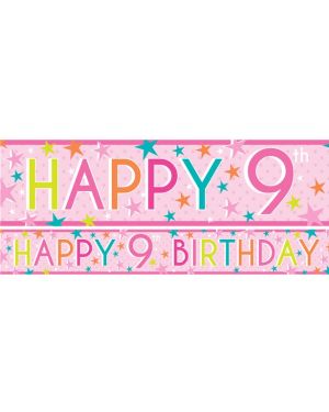 Girls 9th Birthday Paper Banners - 1m (3pk)