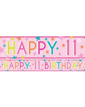 Girls 11th Birthday Paper Banners - 1m (3pk)