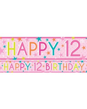 Girls 12th Birthday Paper Banners - 1m (3pk)