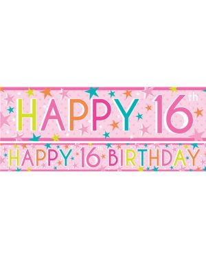 Girls 16th Birthday Paper Banners - 1m (3pk)