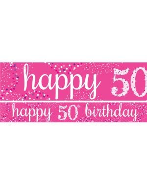 50th Birthday Pink SparklingCelebration Paper Banners -1m (3pk)