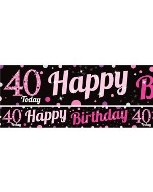 40th Birthday Pink Celebration Paper Banners -1m (3pk)