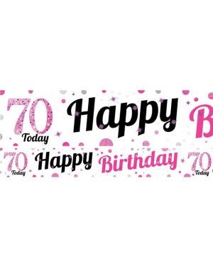 70th Birthday Pink Celebration Paper Banners -1m (3pk)