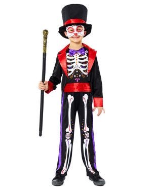 Dapper Day of The Dead Jumpsuit - Child Costume
