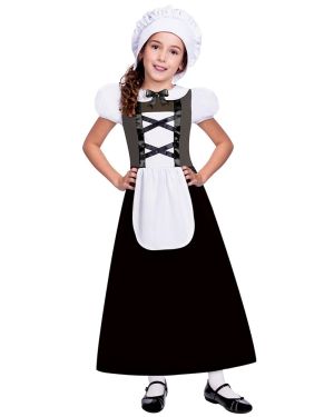 Tudor Girl Black Dress - Child Costume