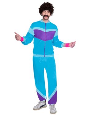 80s Blue Shell Suit Man - Adult Costume
