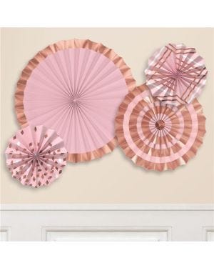 Rose Gold Blush Paper Fans (4pk)