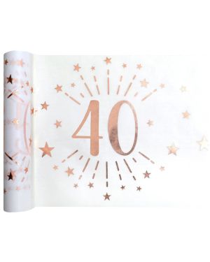 40th White Metallic Fabric Table Runner - 5m