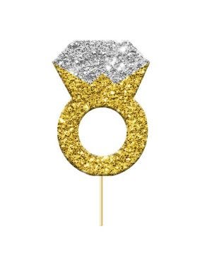 Engagement Ring Glitter Cupcake Toppers (12pk)