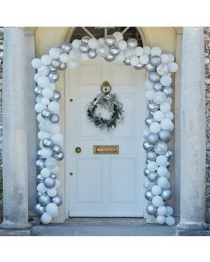 Silver ChristmasBalloon Door Arch - 240 Balloons